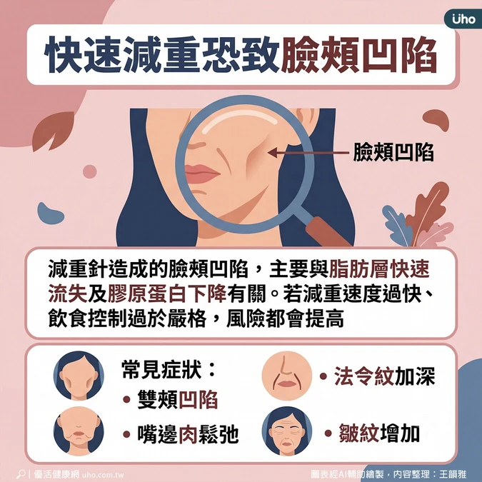 快速減重恐致臉頰凹陷