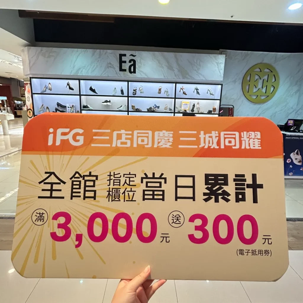 全館當日累計消費滿3000送300