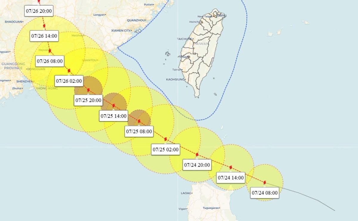 紅霞颱風今晚到明天上午之間最靠近台灣 有機會達到中度颱風等級