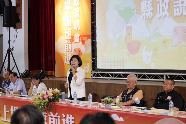 ▲縣長張麗善分享施政理念與建設成果。(記者劉峻文攝)