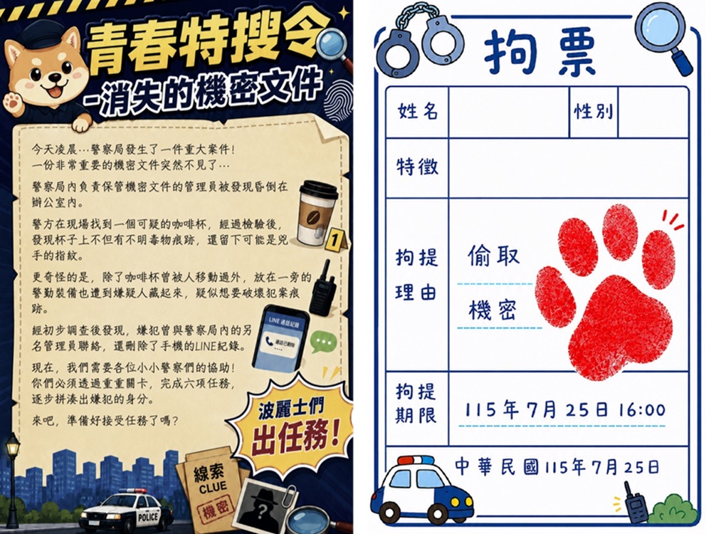 ▲圖說:新竹縣警察局年度盛會「波麗士體驗營」首度推出「青春特搜令」沉浸式實境解謎任務 (圖/新竹縣政府 提供)