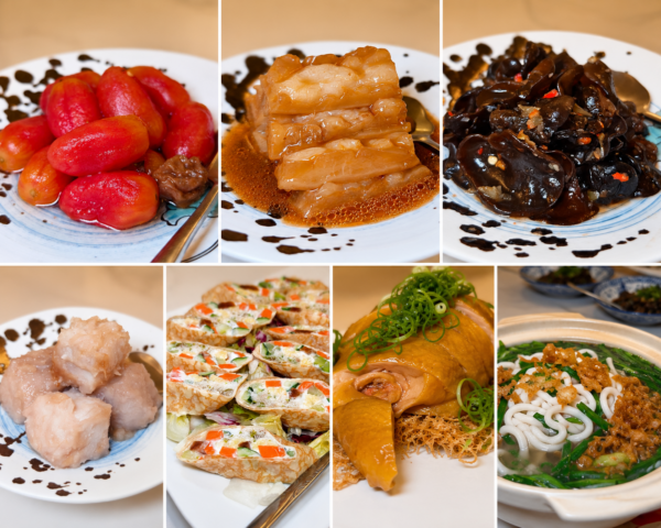水粵香除了招牌粵菜外,也推出多款精緻前菜與功夫料理,包括冰鎮梅漬番茄、鮮筍燴海參、涼拌黑木耳、手工牛滑、水晶蔬菜薄餅、白斬雞、老菜脯燉雞湯及蝦皇火鵝絲米苔目,每道料理皆展現主廚對食材、火候與粵菜工藝的細膩詮釋。圖/周含鍾攝