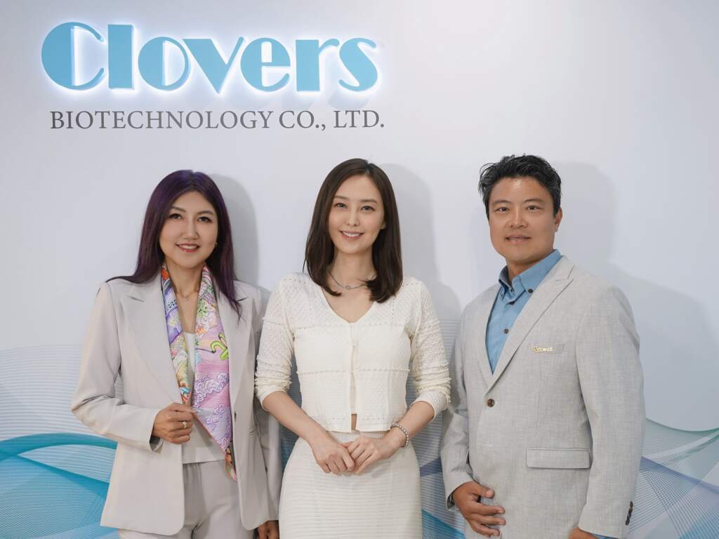 ▲可若夫生技董事長 Christina Ma(左)與營運長陳威霖(右)攜手模特兒陳瑾媃(中),以女神波公益計畫陪伴重建自信身心