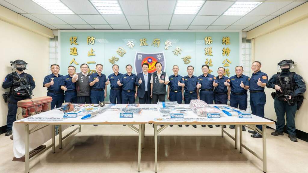 ▲桃園市政府警察局雷霆除暴專案記者會。