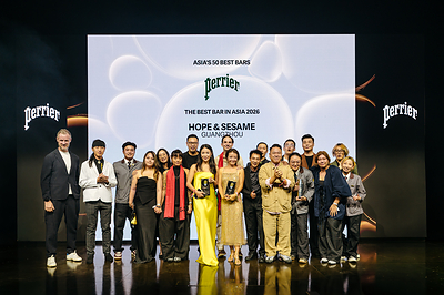 Hope & Sesame in Guangzhou named The Best Bar in Asia at Asia&rsquo;s 50 Best Bars 2026, sponsored by Perrier, at a live awards ceremony in Macau on 28 July.