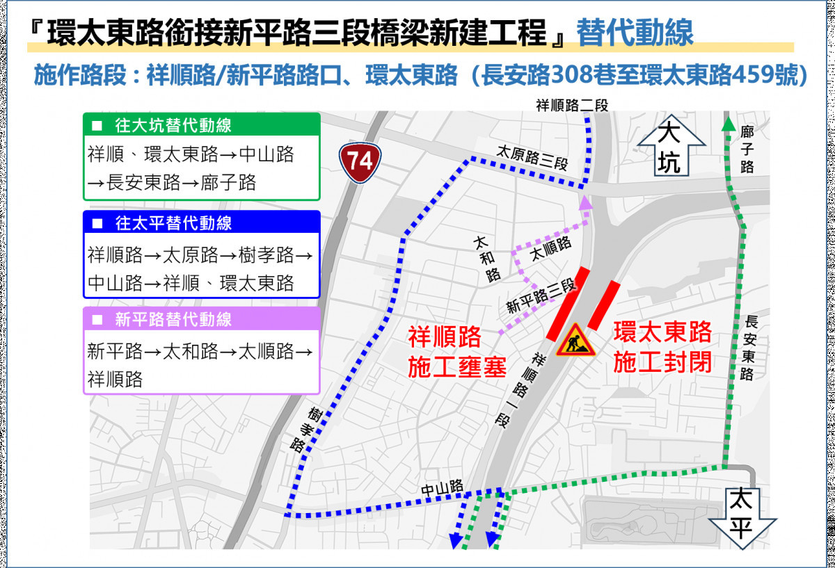 坪林新橋替代路線圖