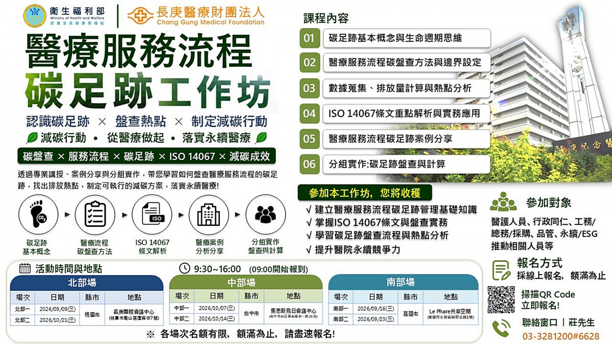 醫療服務碳足跡工作坊活動資訊(長庚醫院提供)