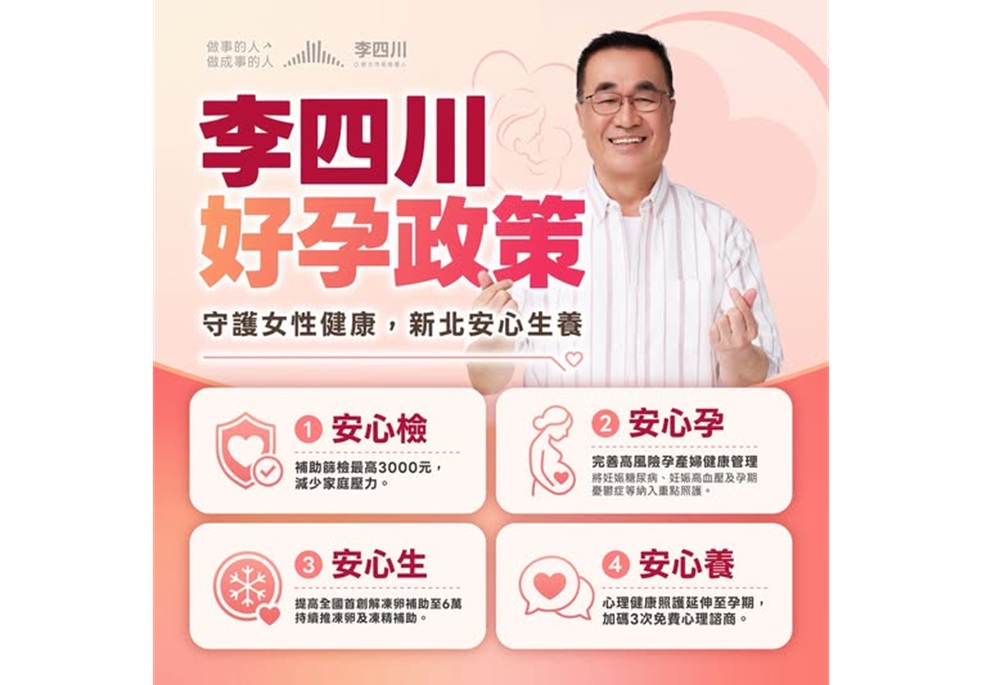 李四川推4大好孕政策補助 從備孕到育兒打造安心照顧網 230 248260730a01