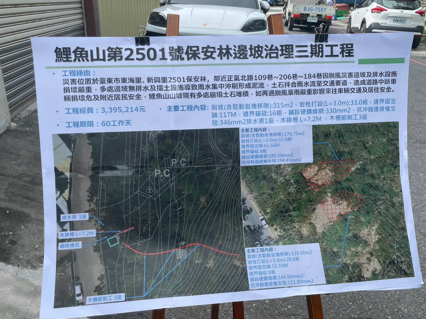 黃仁委員努力爭取下「鯉魚山邊坡整治第三期工程」總工程經費將近400萬元。(圖/記者翻攝)