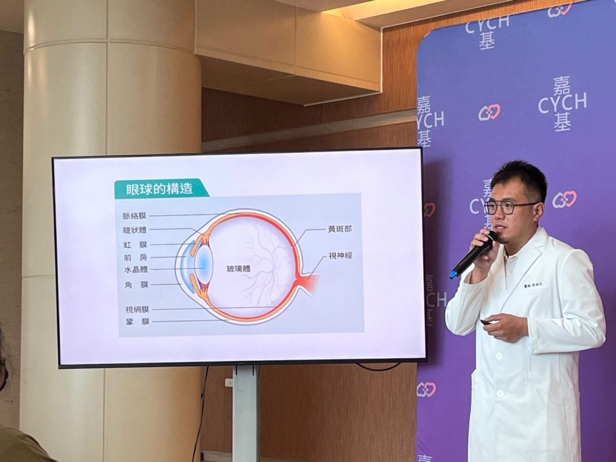 ▲嘉基眼科傅柏元醫師提醒有視網膜問題的患者,定期接受眼科檢查,千萬不要等到視力明顯下降才就醫。