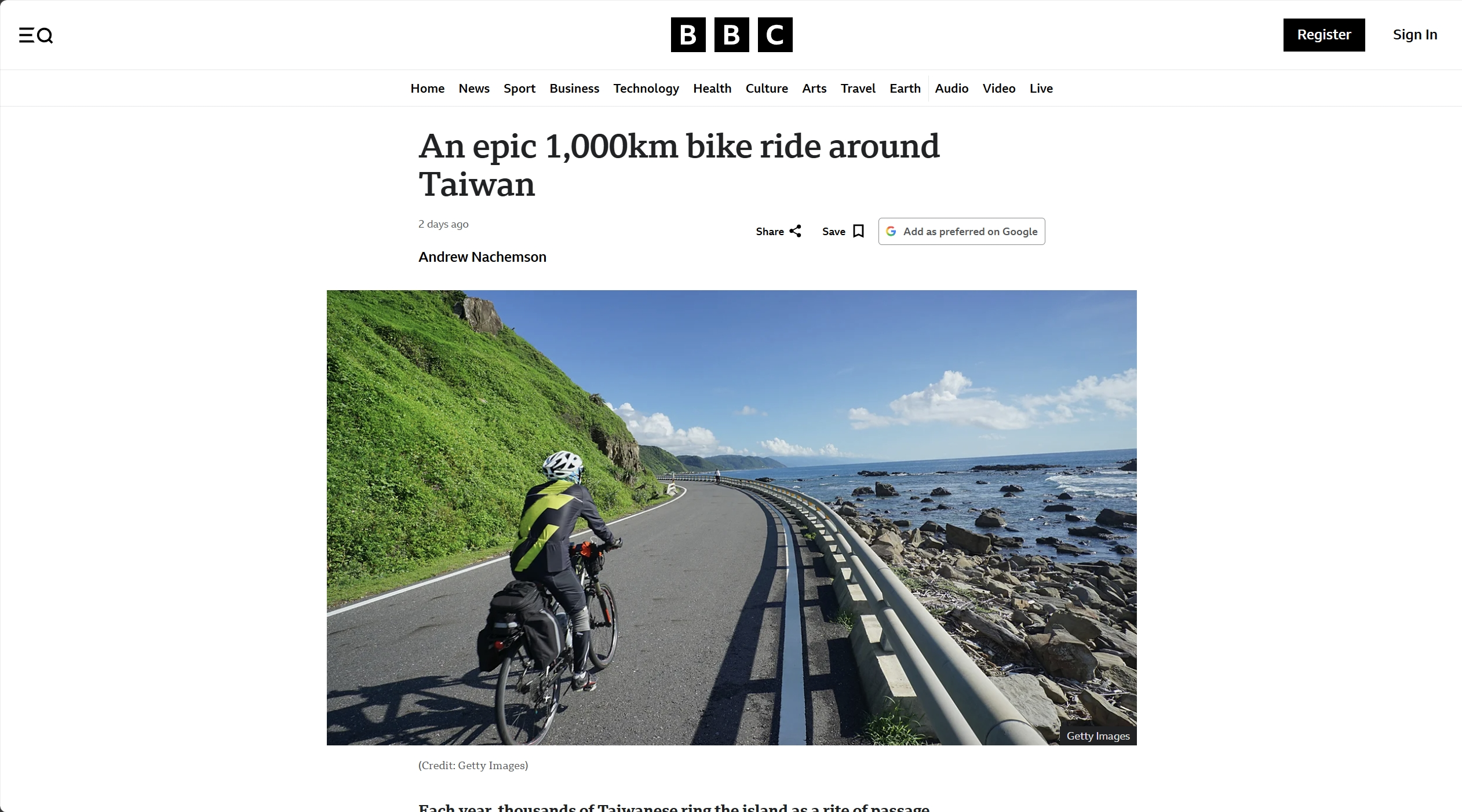 ▲BBC盛讚台灣單車環島！千公里成人禮紅到國外　驚呼：另一個世界（圖／翻攝自 BBC）