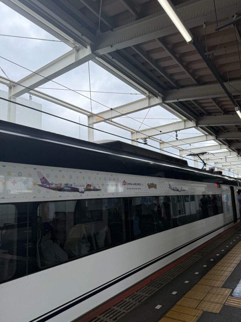 馳騁於軌道上的Skyliner車身,融合了華航品牌元素與萌度爆表的寶可夢塗裝,可愛視覺讓人一眼難忘。圖/讀者提供
