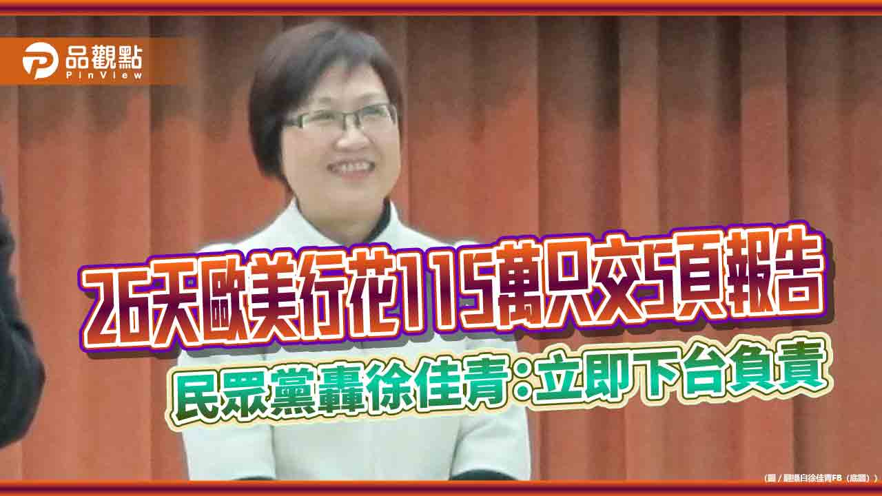 26天歐美行花115萬只交5頁報告 民眾黨轟徐佳青:立即下台負責