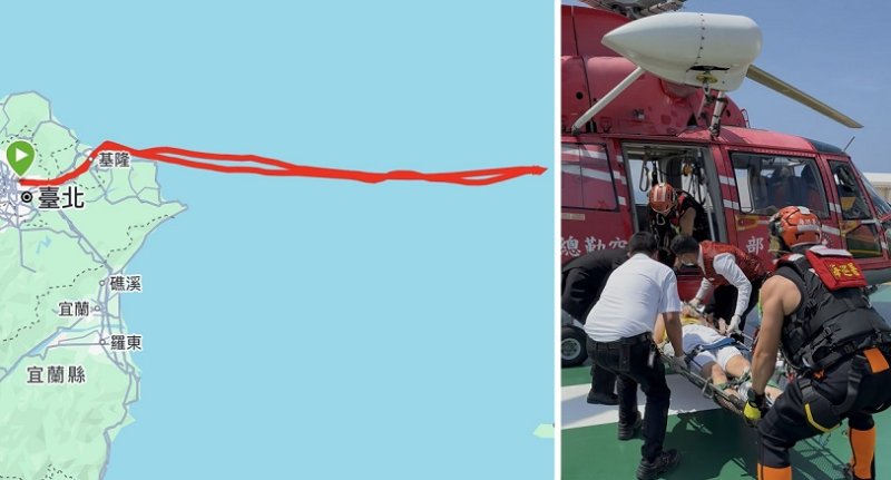 海巡直升機急援「探索星號」 55歲菲籍船員獲救送醫