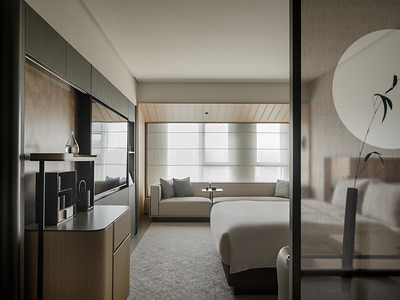A GRAND JI Hotel guest room. A GRAND JI Hotel guest room.