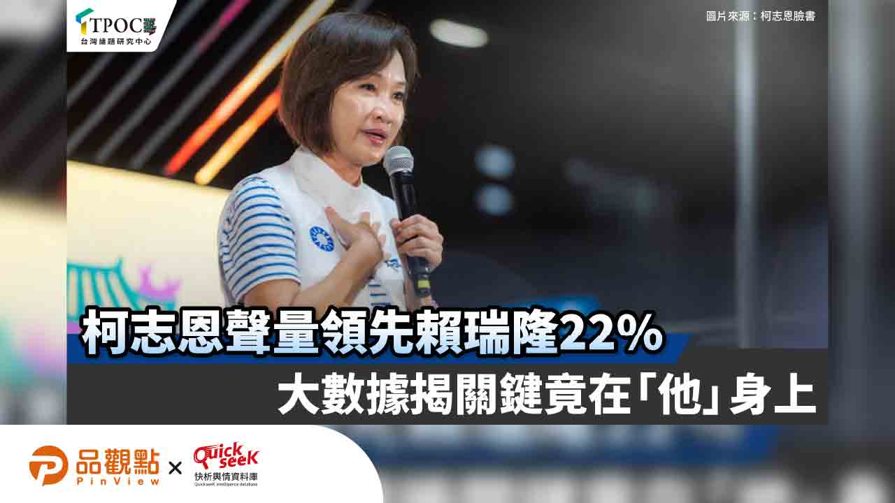 柯志恩聲量領先賴瑞隆22%!大數據揭關鍵竟在「他」身上