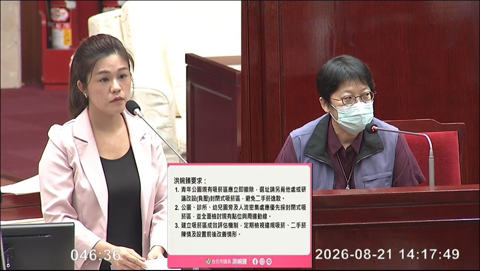 青年公園吸菸區緊鄰兒童遊戲區,洪婉臻批:鴕鳥式禁菸、自欺欺人。(圖/洪婉臻辦公室)