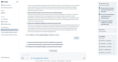 Lexis+&reg; with Prot&eacute;g&eacute;™ 的全新 Skills 透過結構化工作流程引導用戶，製作以 LexisNexis 法律內容、用戶上載的檔案及法律事務資料為依據、可供審閱的工作成果。
