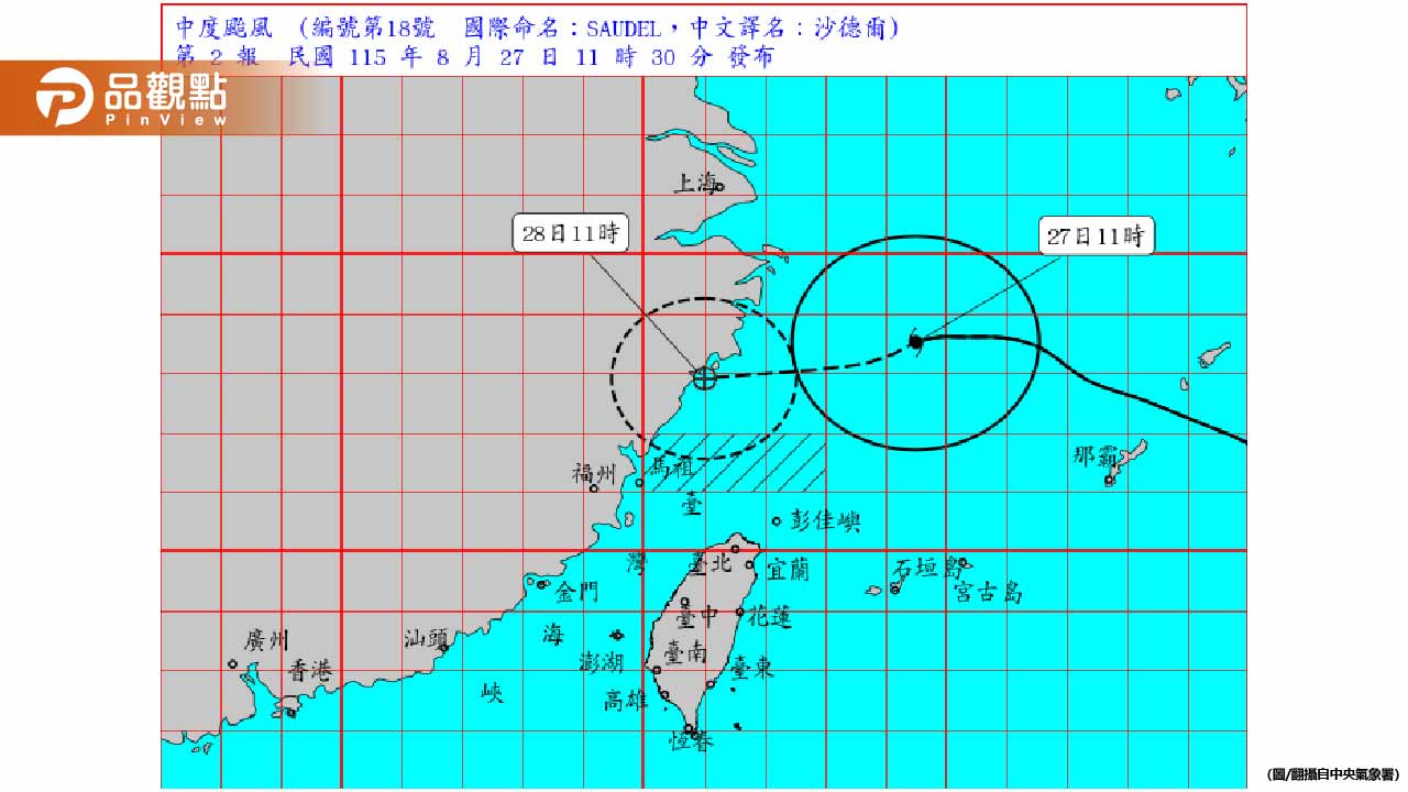 沙德爾颱風逼近!中南部恐遭豪雨轟炸 5縣市急發大雨特報