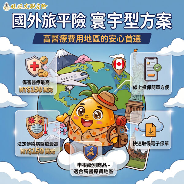 旺旺友聯針對高醫療國家的海外旅遊,推出防護升級的「寰宇型」旅平險方案。(圖/旺旺友聯提供)