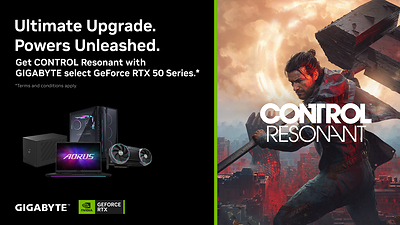 技嘉攜手&nbsp;NVIDIA 推出&nbsp;GeForce RTX™ 50 系列《CONTROL Resonant》遊戲套裝，全面升級遊戲體驗