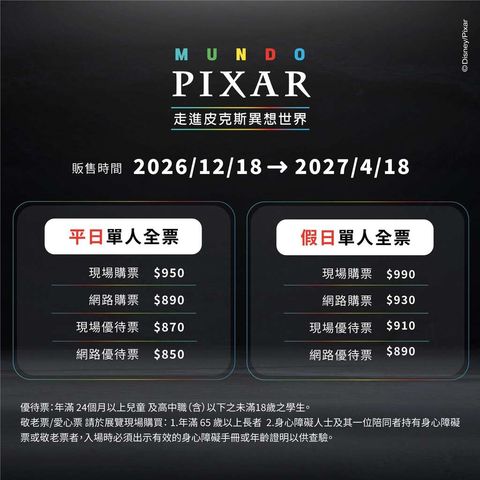《皮克斯世界巡迴展》高雄12月登場！9/4開賣限量早鳥票 走進經典動畫世界 