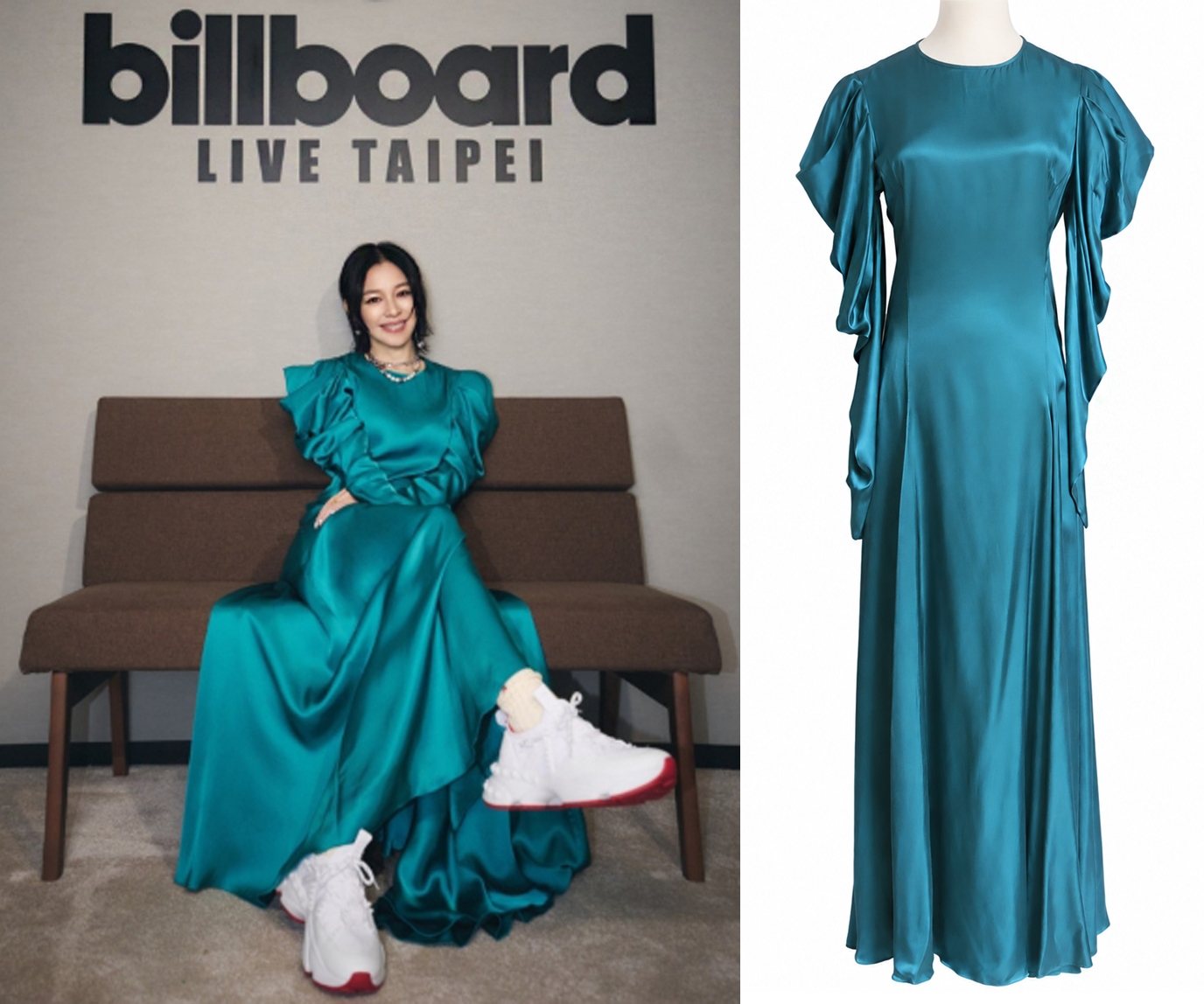 02.徐若瑄☆BILLBOARD VIVIAN LIVE☆KOKHIA公主袖緞面洋裝(Yahoo拍賣提供)