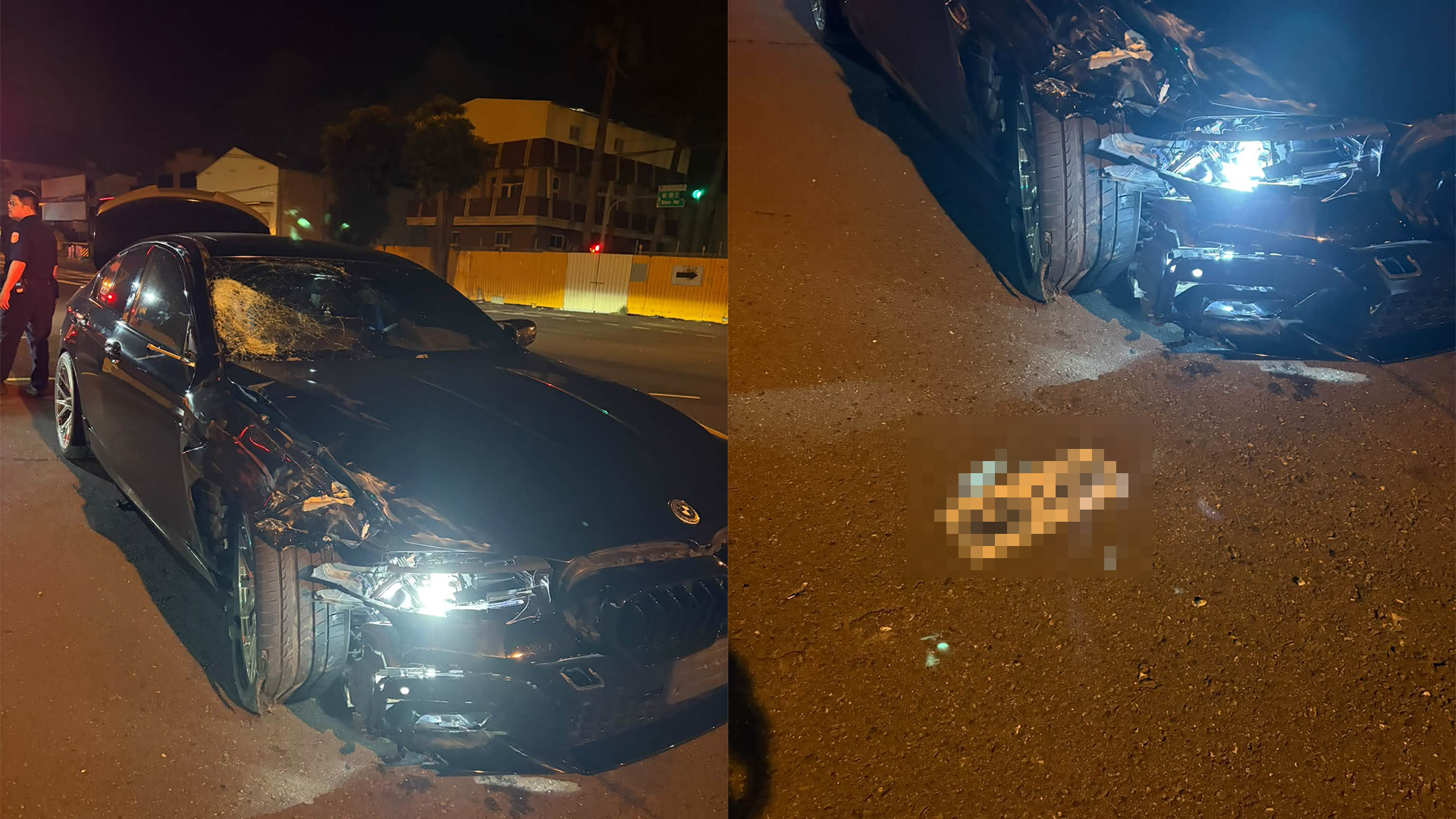 ▲台南BMW猛撞老翁！車頭撞爛「擋風玻璃破裂」1人OHCA、2人受傷（圖／記者王俊勝 翻攝）